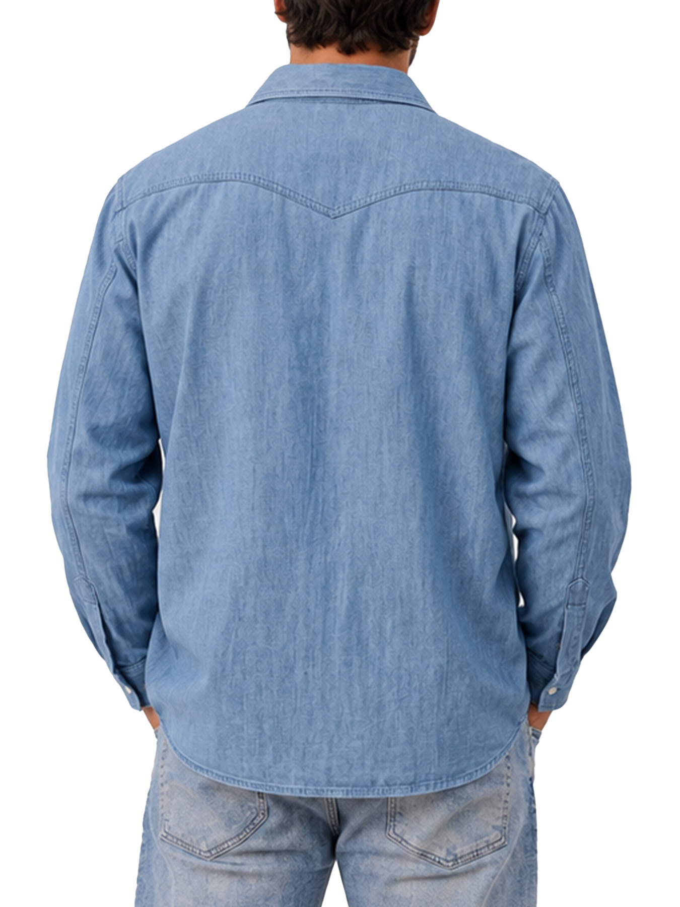 Men's Autumn Casual Long-Sleeve Shirt with Deconstructed Design and Dual Pockets