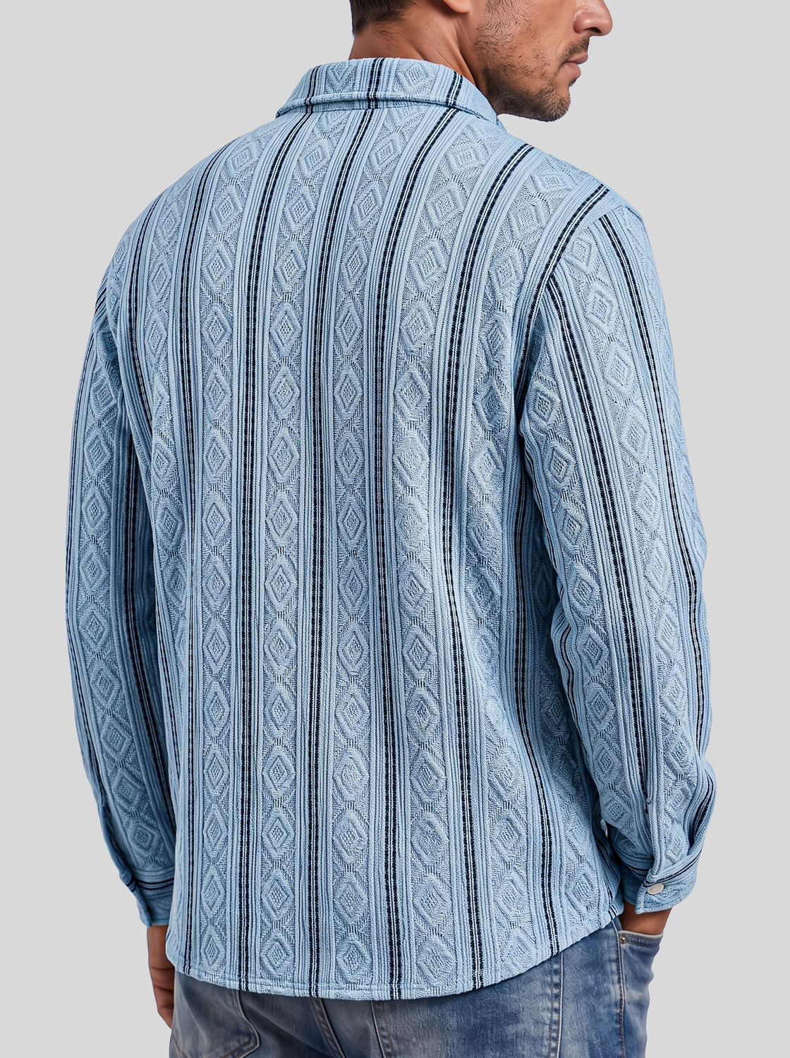 Men's Autumn Casual Long-Sleeve Shirt with Jacquard Texture