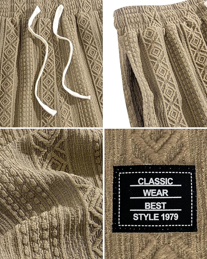 Men's Daily Jacquard Texture Embroidered Logo Casual Comfort Shorts