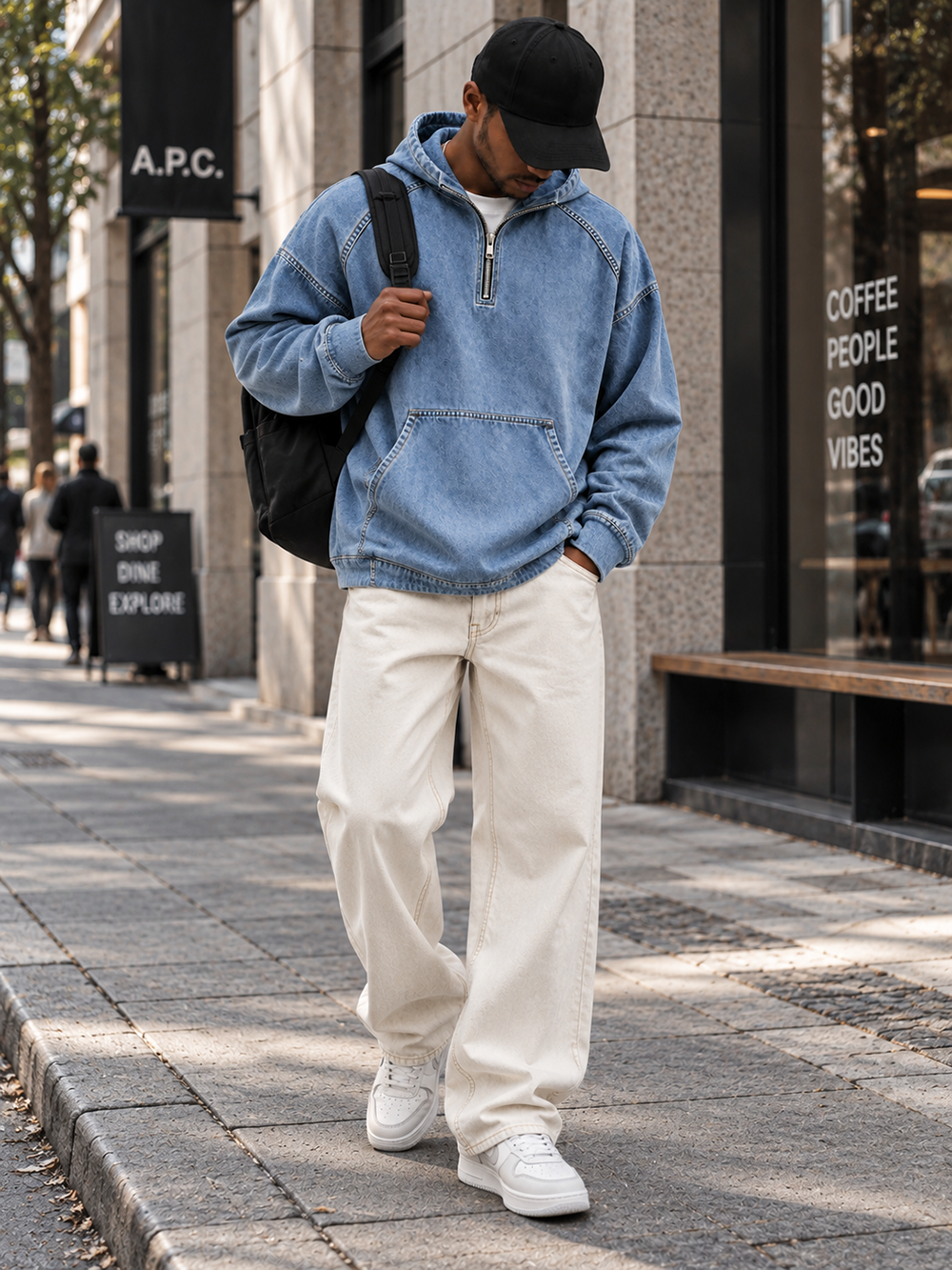 Men's Distressed Long-Sleeve Hoodie