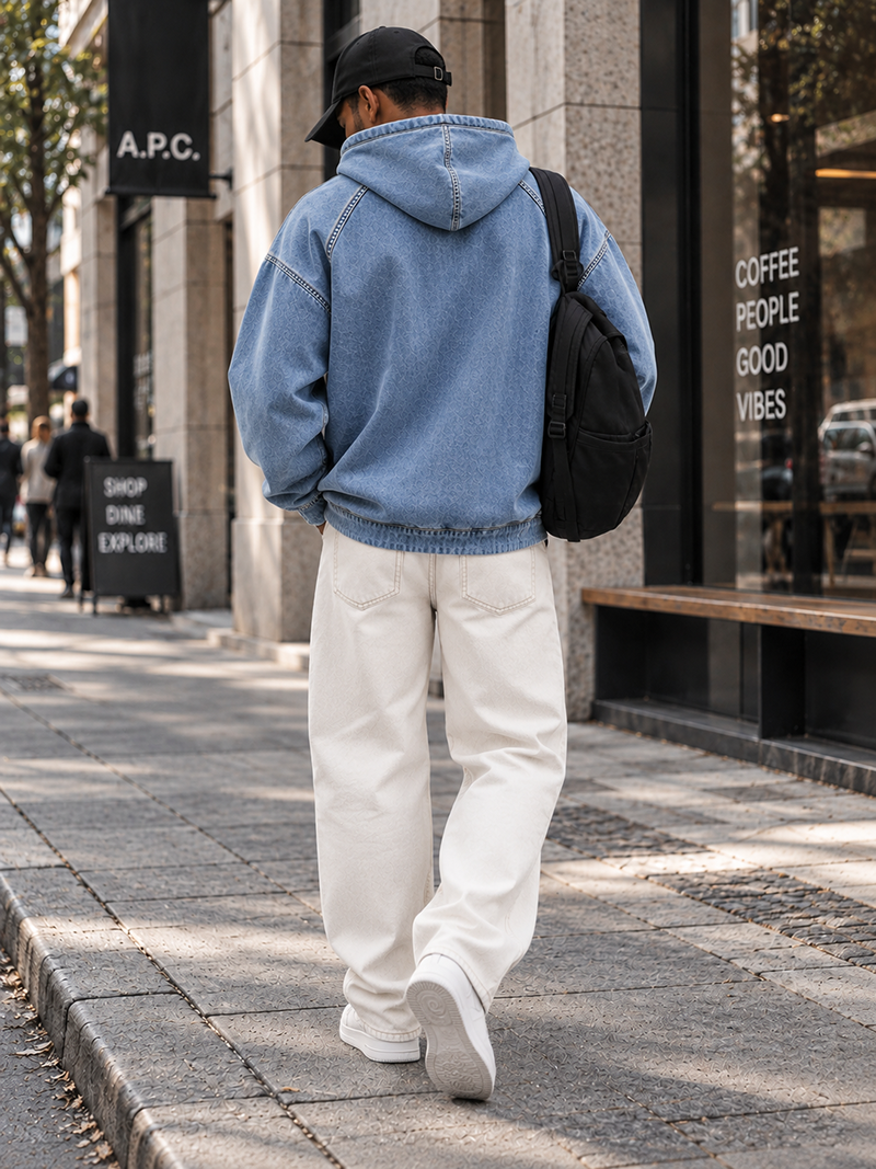 Men's Distressed Long-Sleeve Hoodie