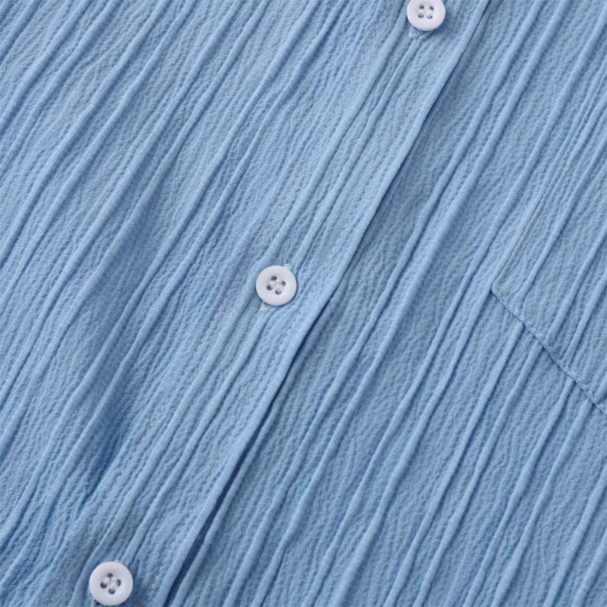 Men's Striped Texture Cotton And Linen Simple Casual Pocket Short-sleeved Shirt