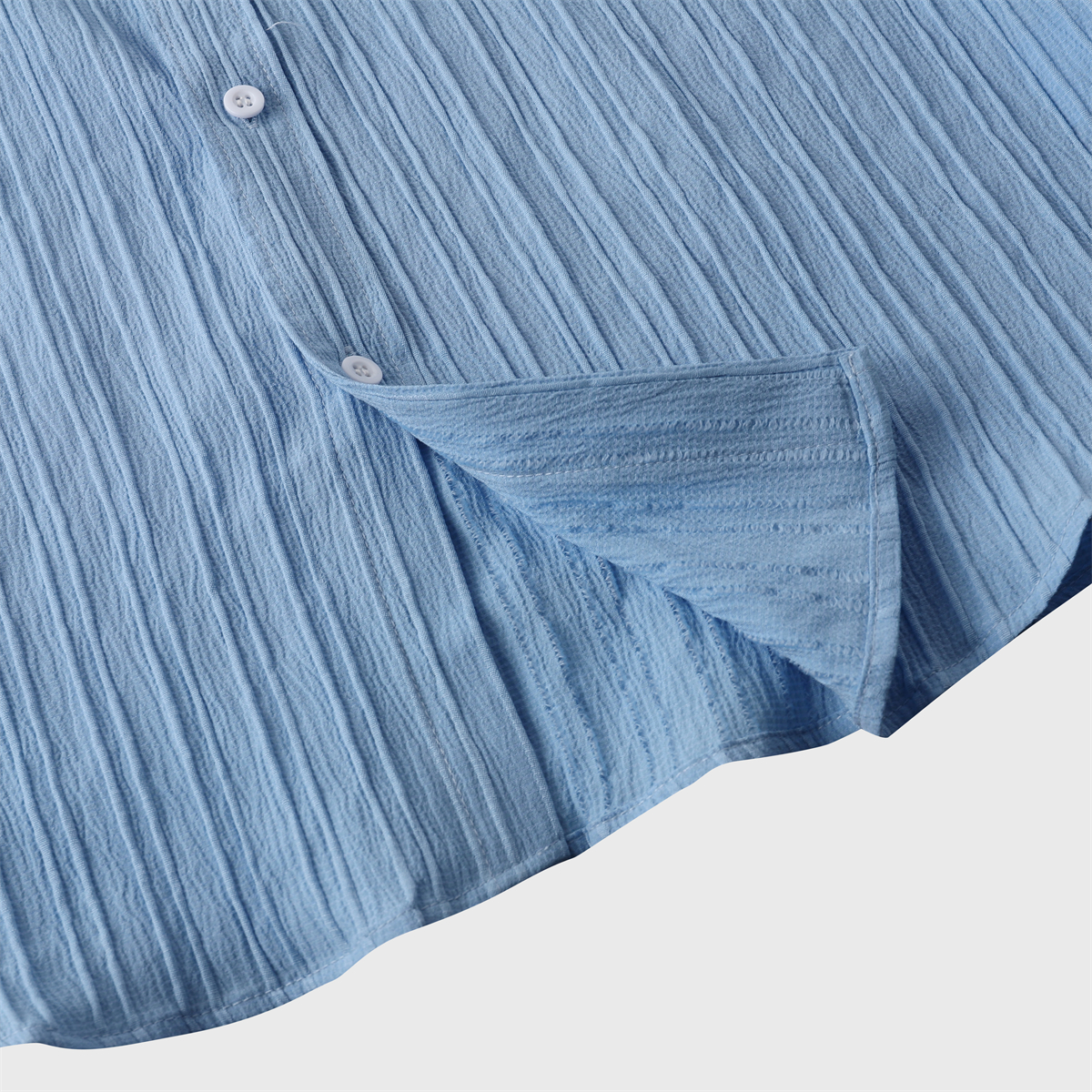 Men's Striped Texture Cotton And Linen Simple Casual Pocket Short-sleeved Shirt