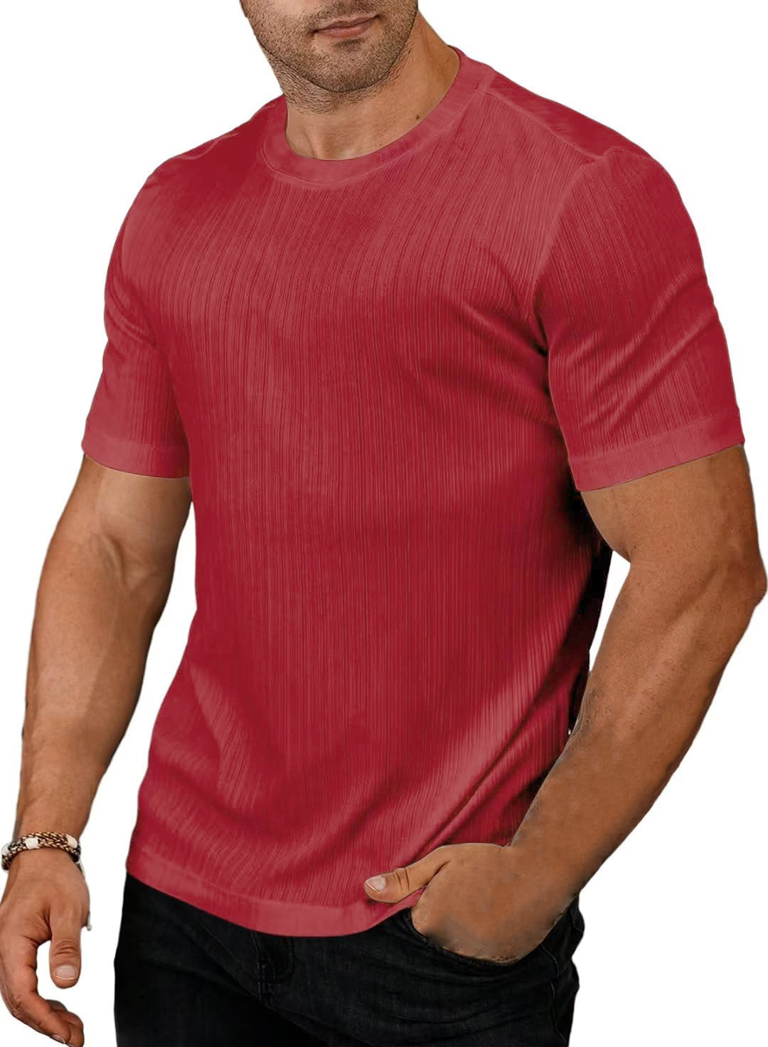 Mens Casual Striped Slim Fit Short Sleeved T Shirt 7682