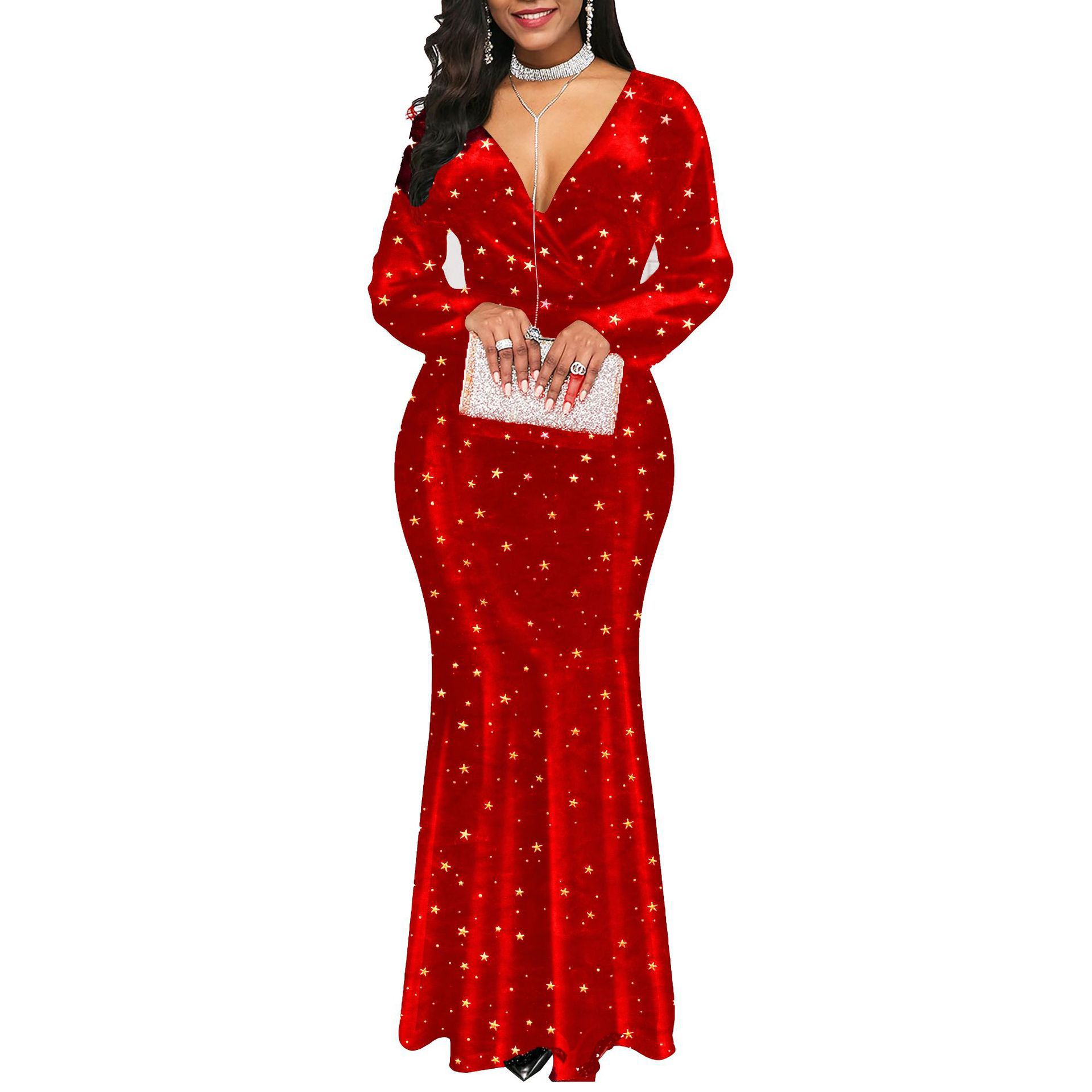 Women's sexy buttock print long dress with formal dress