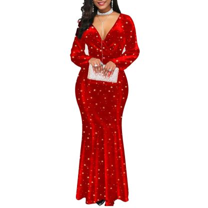 Women's sexy buttock print long dress with formal dress