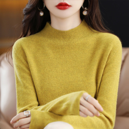 Women's Half High Neck Loose Bottom Knitted Sweater