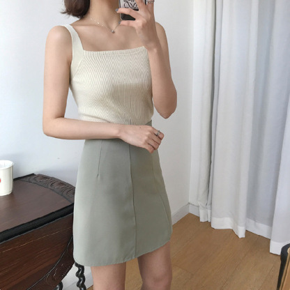 Short camisole vest for women's outerwear, new summer slimming and sexy knitted top for inner layering