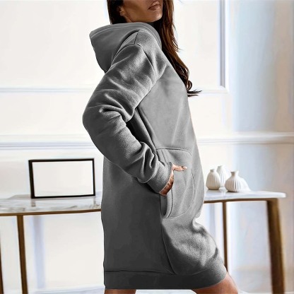 Hooded Long Sleeve Sweatshirt Dress