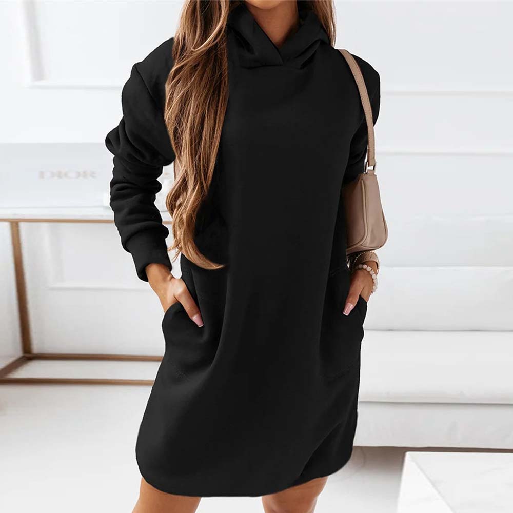 Hooded Long Sleeve Sweatshirt Dress