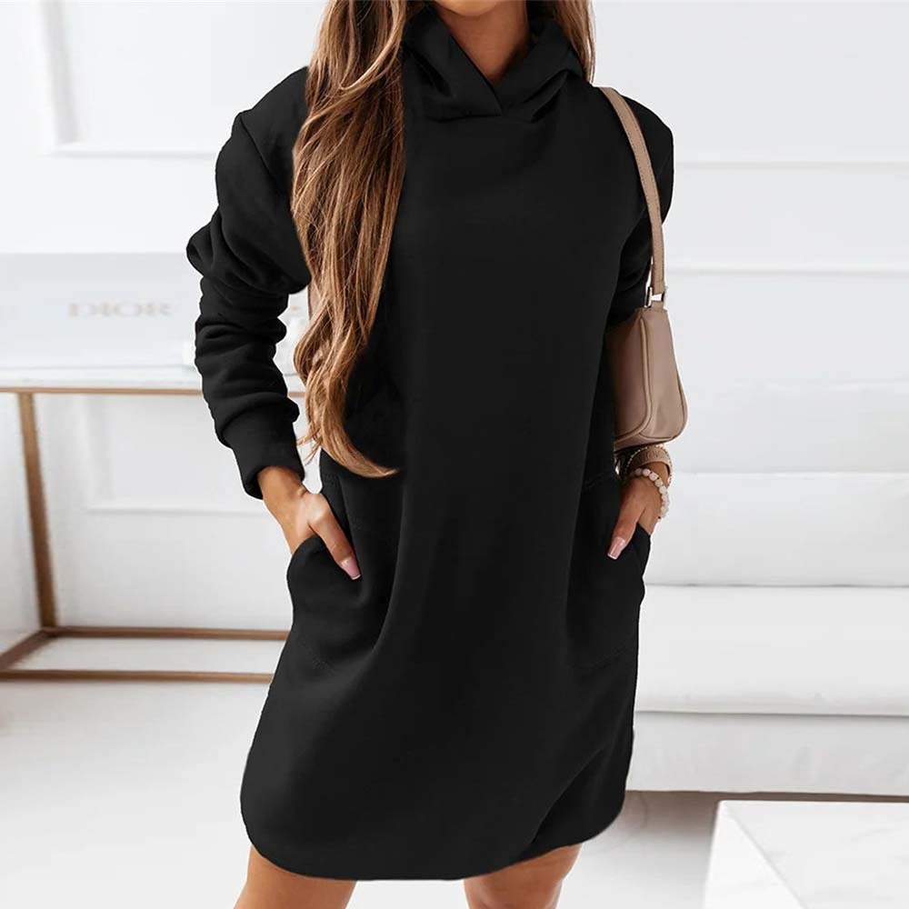 Hooded Long Sleeve Sweatshirt Dress