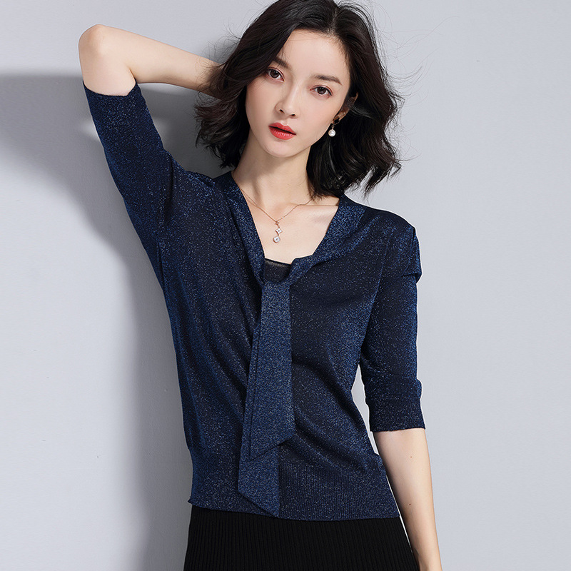 Thin short sleeved knit sweater