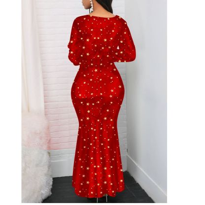 Women's sexy buttock print long dress with formal dress