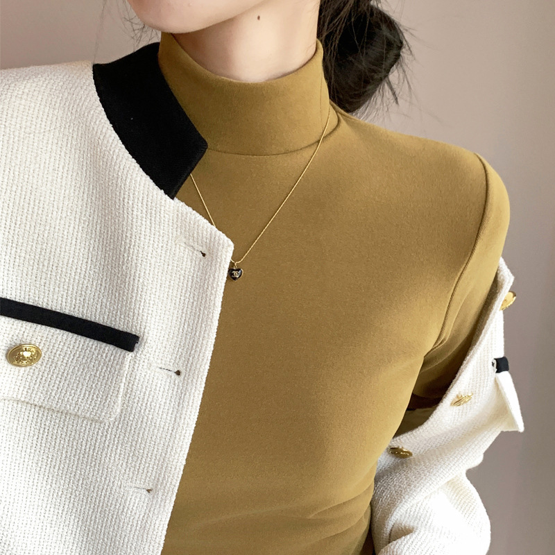 Velvet and thick black and white collar warm jacket