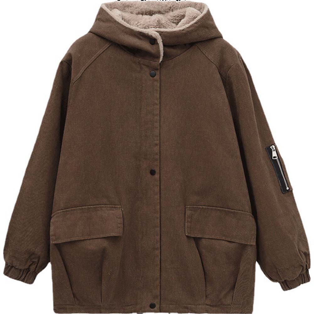 Corduroy Hooded Thickened Padded Parker Coat