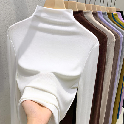 Autumn and Winter New Half High Neck Inner Layered Solid Color Bottom Shirt
