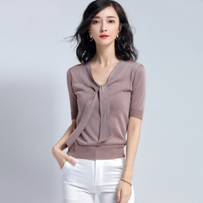 Thin short sleeved knit sweater