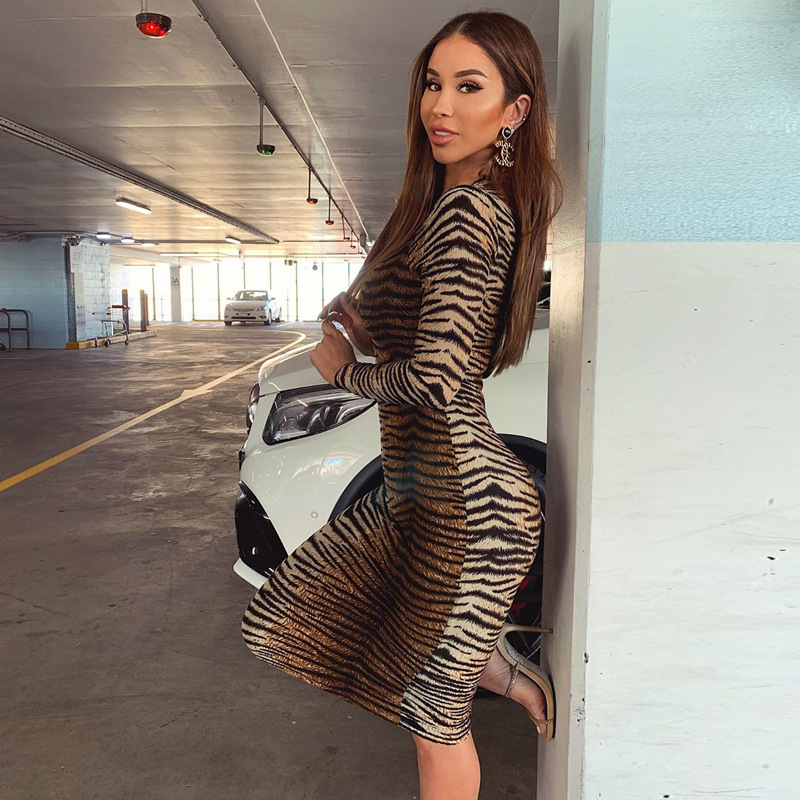 New Long sleeved Printed Dress Long Dress
