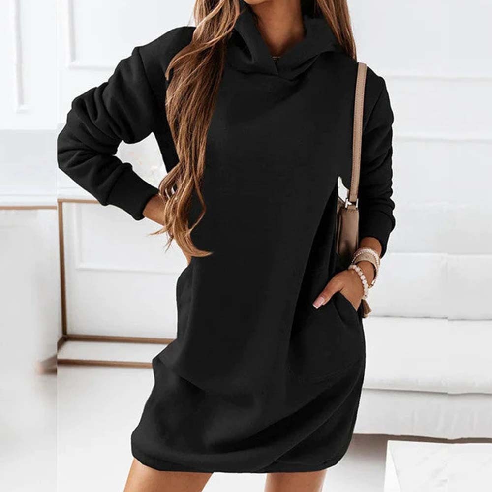 Hooded Long Sleeve Sweatshirt Dress