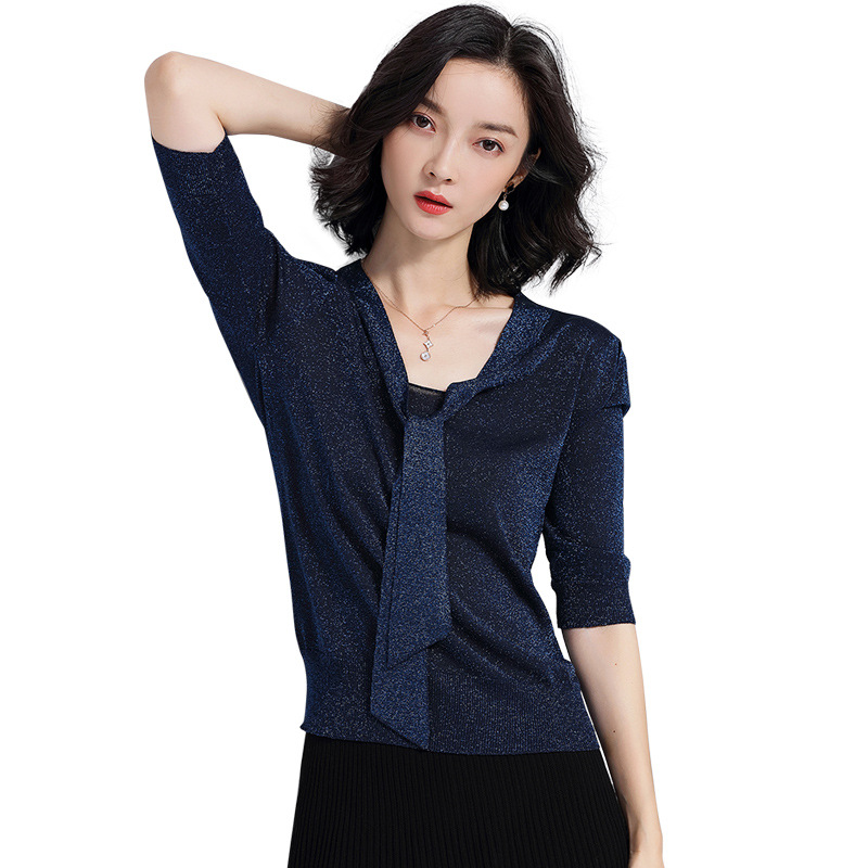 Thin short sleeved knit sweater
