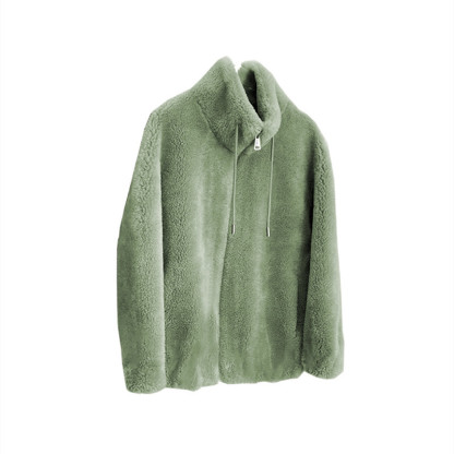 Standing Neck Warm Sweater for Women's Cardigan Zipper Fleece Claw Coat for Women