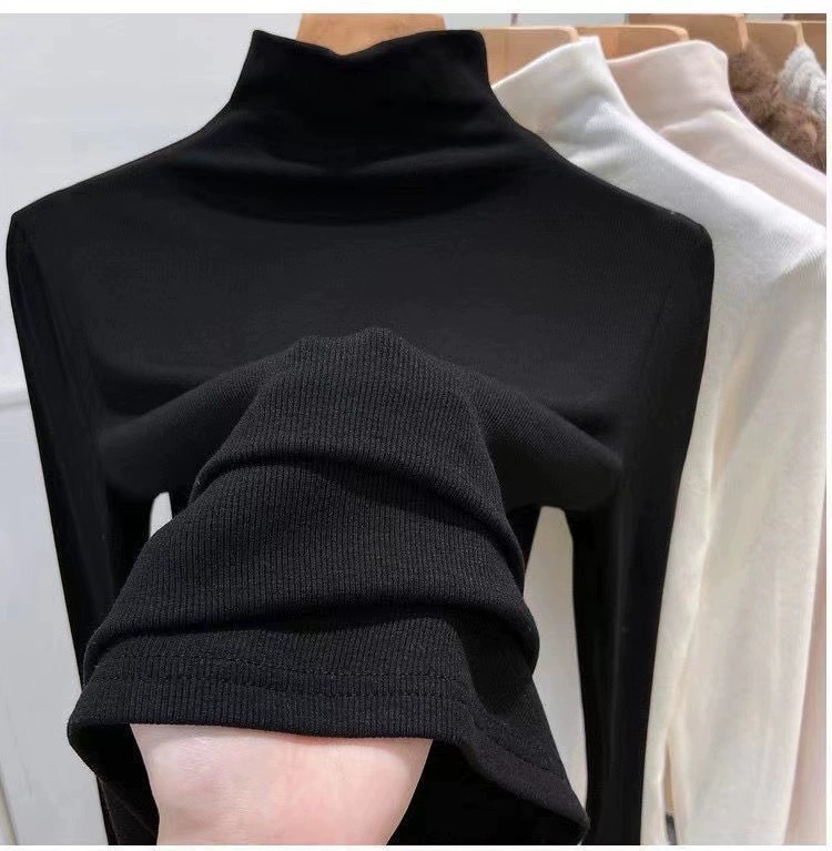 Autumn and Winter New Half High Neck Inner Layered Solid Color Bottom Shirt