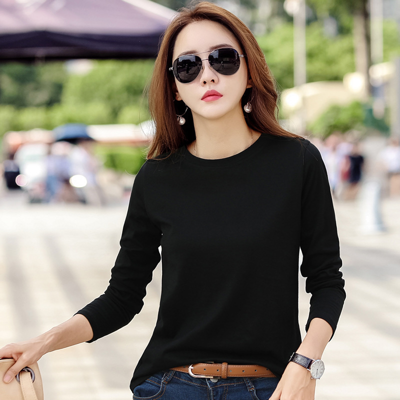 Women's solid color long sleeved T-shirt