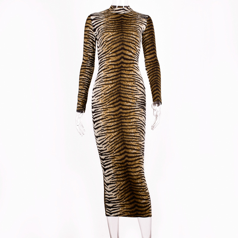 New Long sleeved Printed Dress Long Dress
