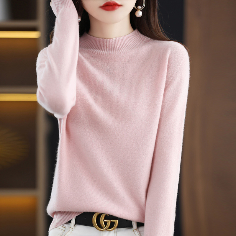 Women's Half High Neck Loose Bottom Knitted Sweater