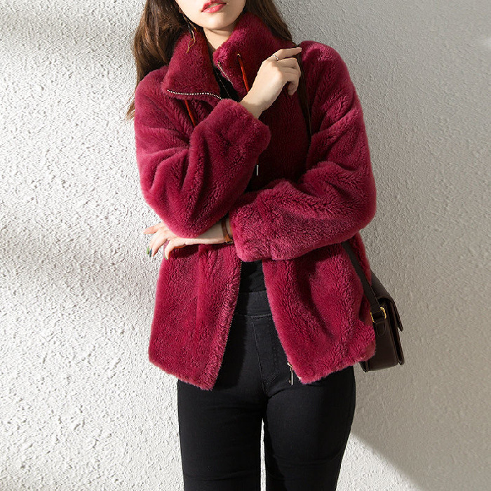 Standing Neck Warm Sweater for Women's Cardigan Zipper Fleece Claw Coat for Women