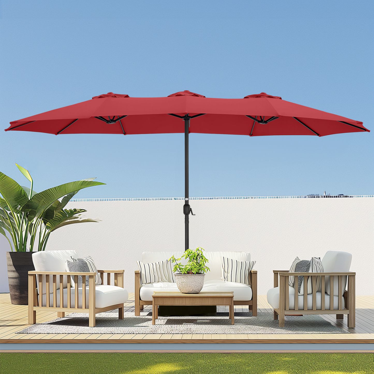 HOMSHADE 15'x 9' Double-Sided Patio Umbrella