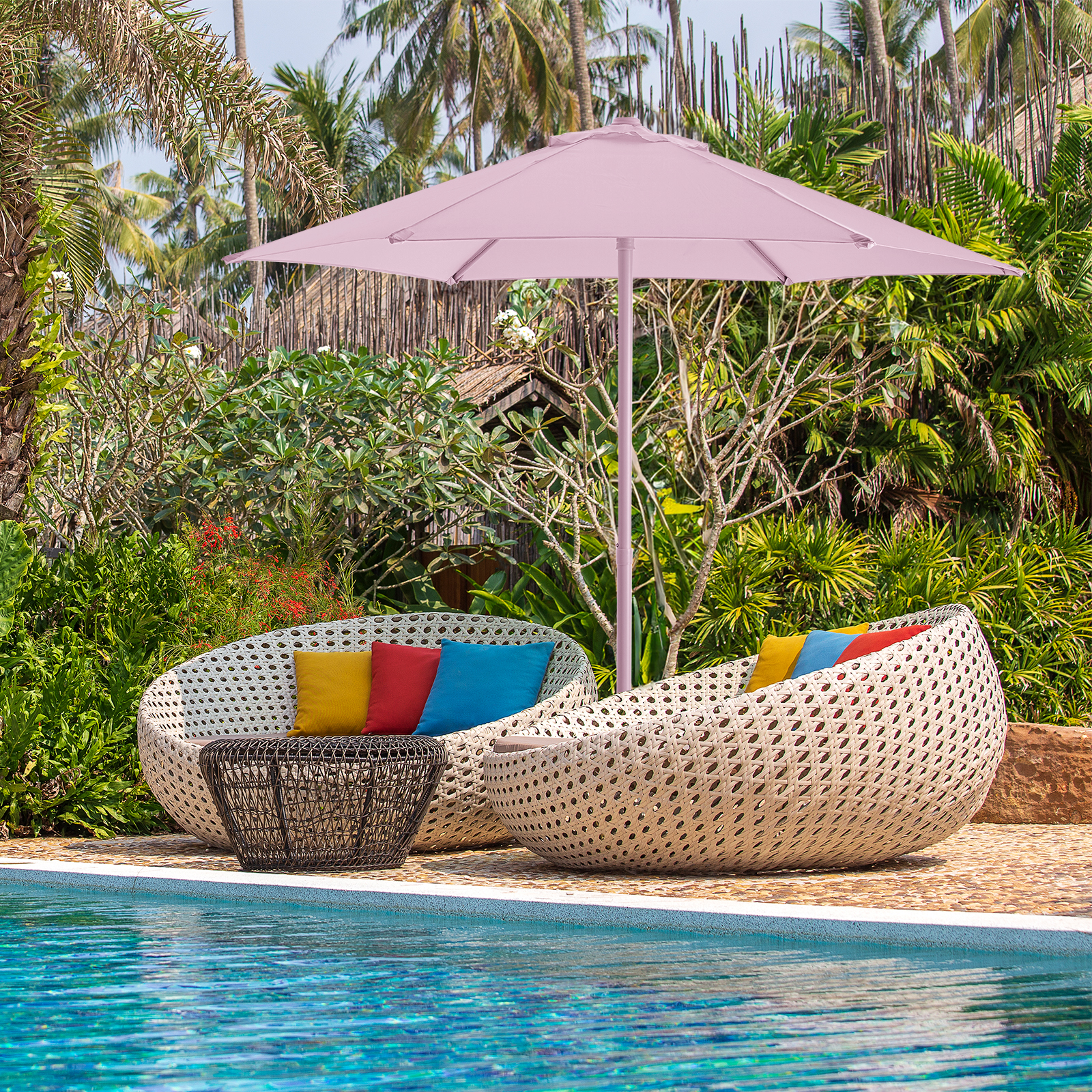 HOMSHADE Outdoor single-pole push-pull patio umbrella