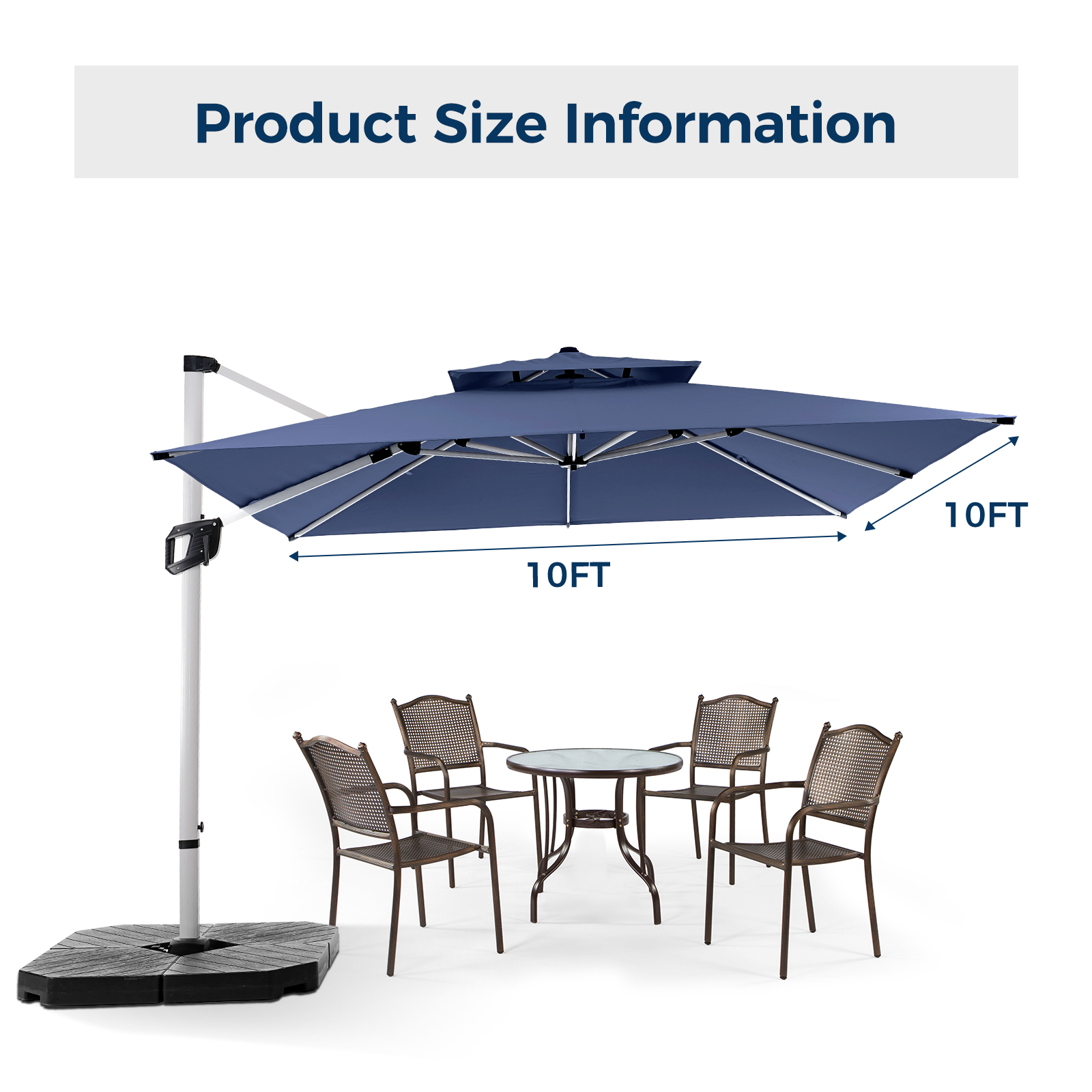 HOMSHADE Upgraded Rectangle Offset Roman Umbrella