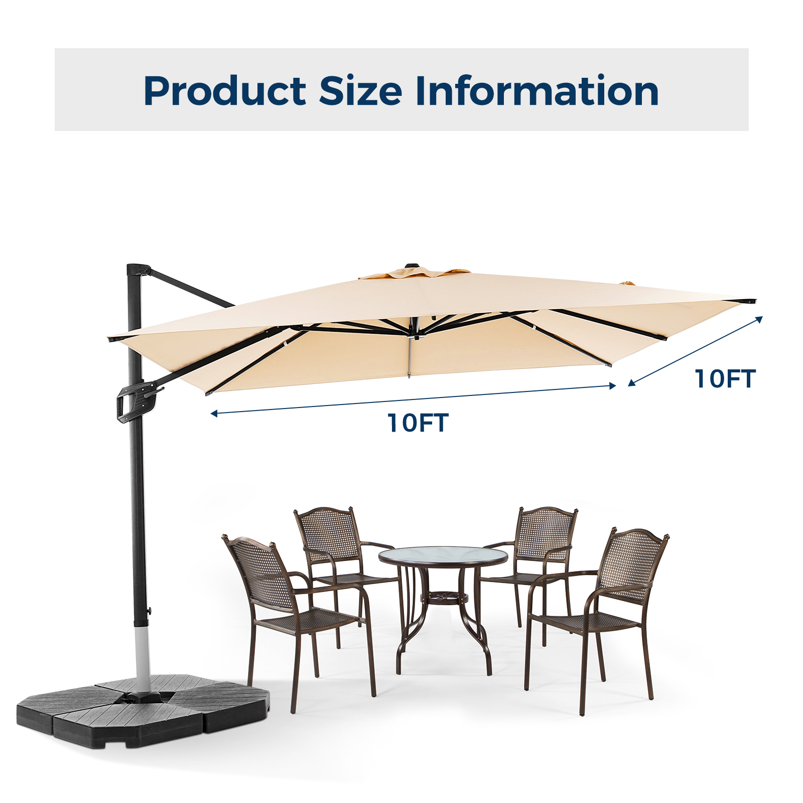 HOMSHADE Rectangle Offset Roman Umbrella