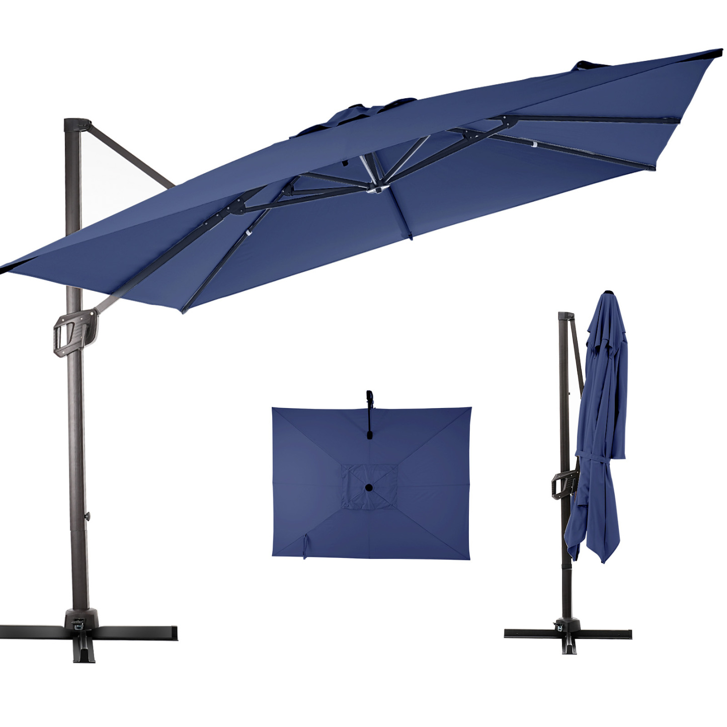 HOMSHADE Square and Rectangle Outdoor Cantilever Telescopic Umbrella