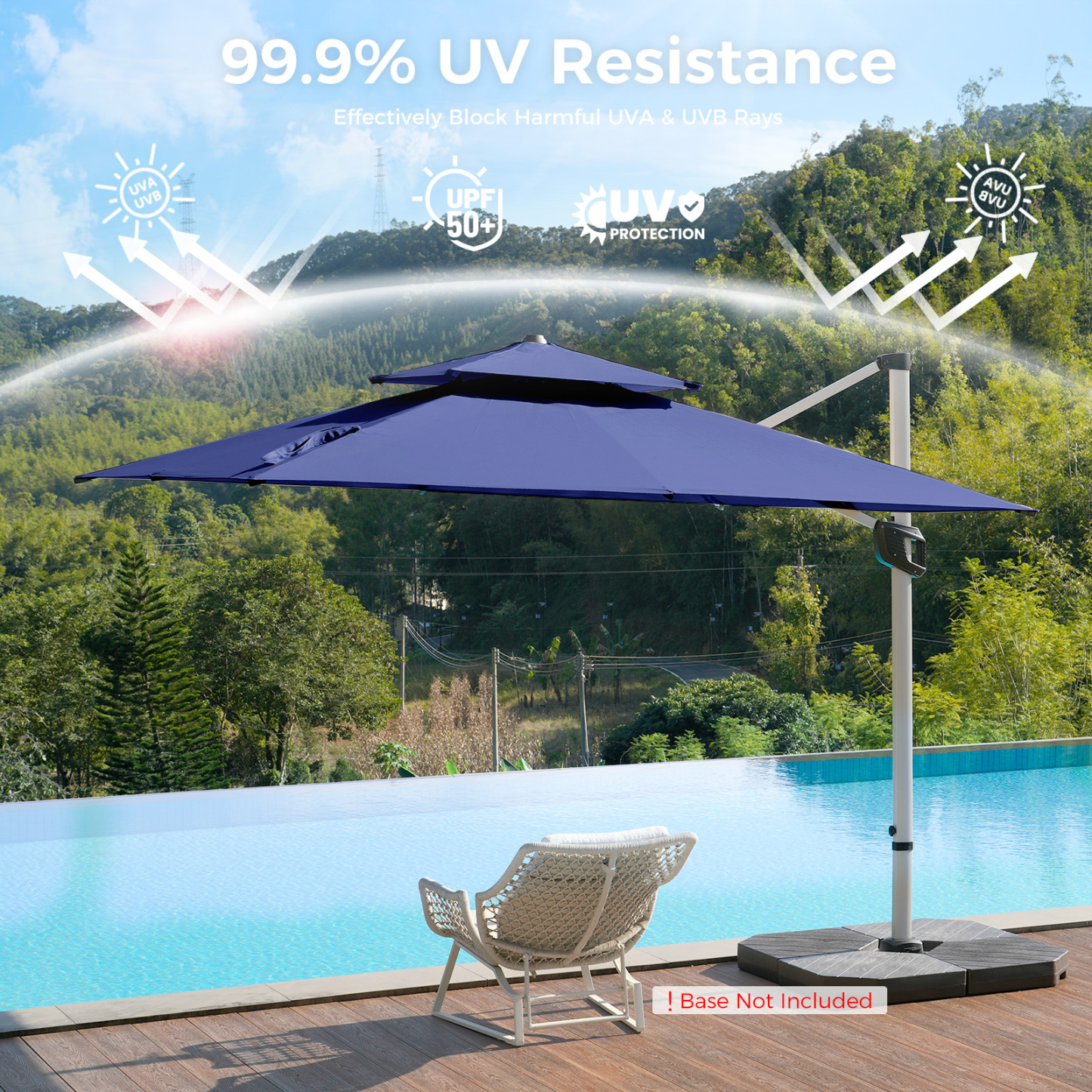 HOMSHADE Upgraded Rectangle Offset Roman Umbrella