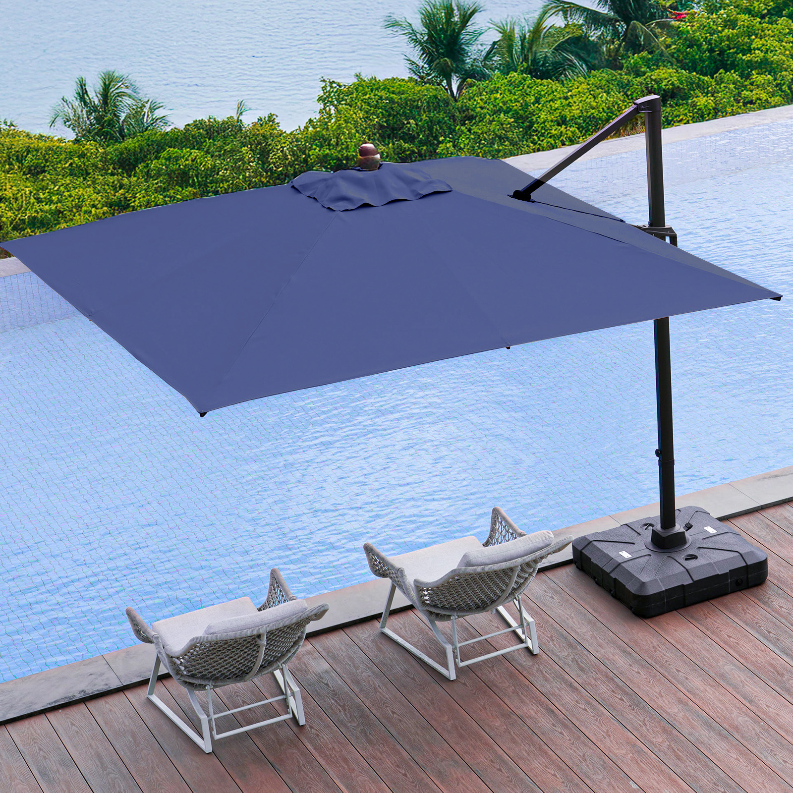 HOMSHADE Square and Rectangle Outdoor Cantilever Telescopic Umbrella
