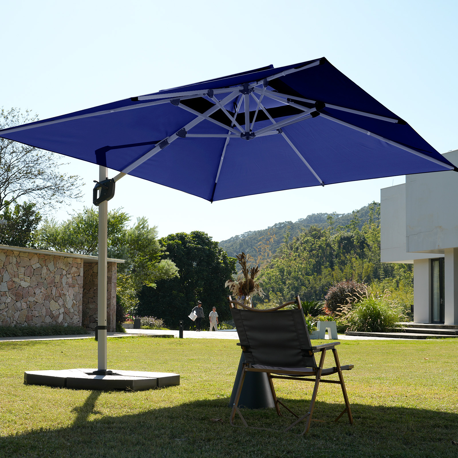 HOMSHADE Aluminum Outdoor Patio Umbrella Square Cantilever Telescopic Umbrellas
