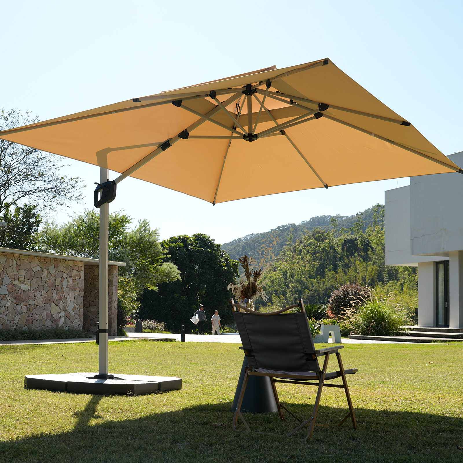 HOMSHADE Aluminum Outdoor Patio Umbrella Square Cantilever Telescopic Umbrellas