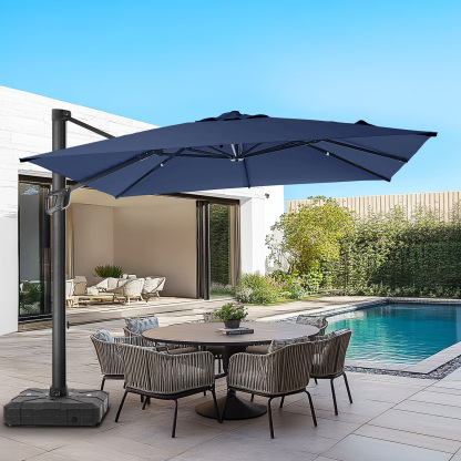 HOMSHADE Square and Rectangle Outdoor Cantilever Telescopic Umbrella