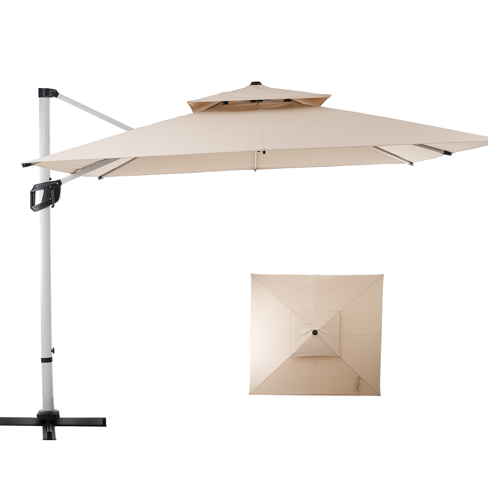 HOMSHADE Aluminum Outdoor Patio Umbrella Square Cantilever Telescopic Umbrellas