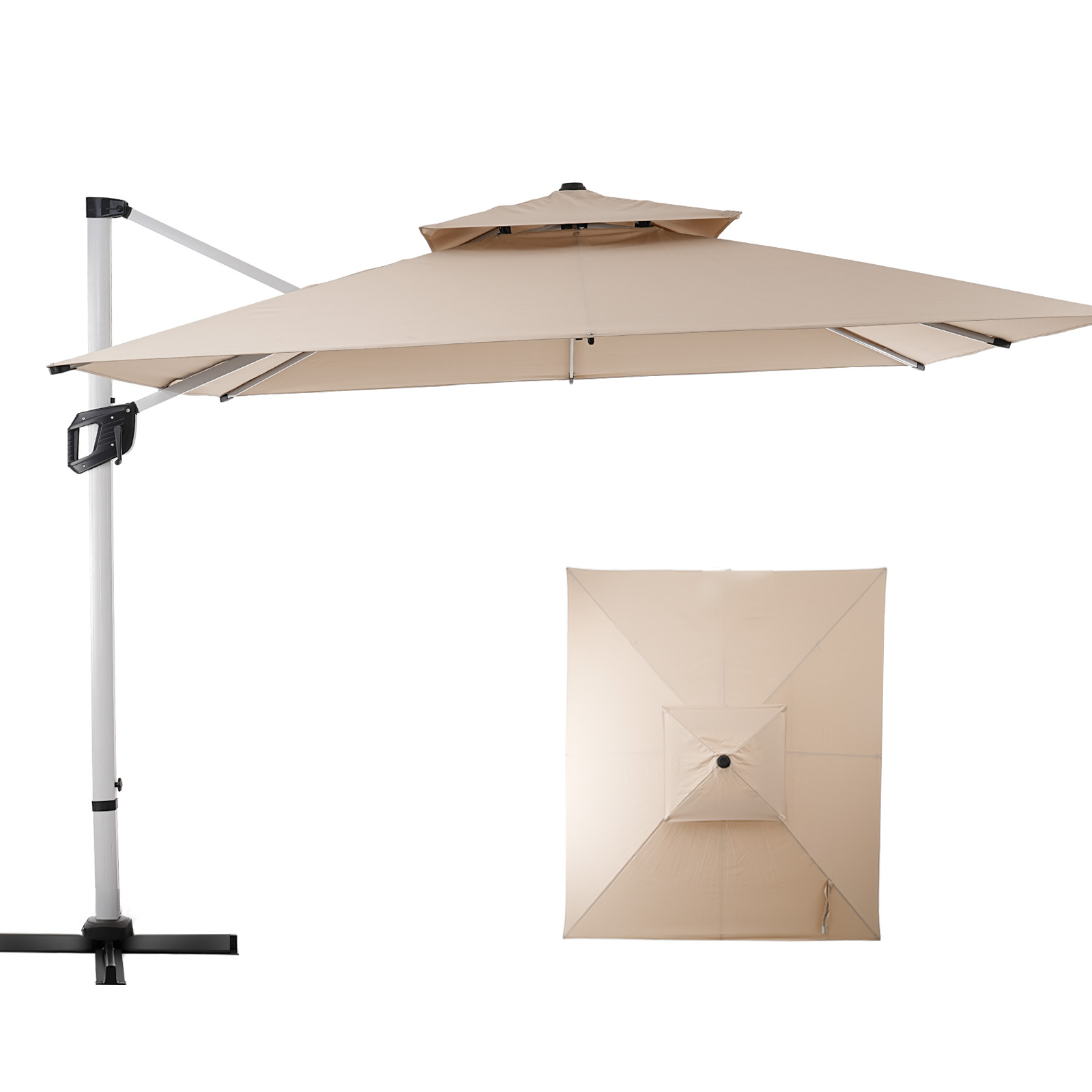 HOMSHADE Aluminum Outdoor Patio Umbrella Square Cantilever Telescopic Umbrellas