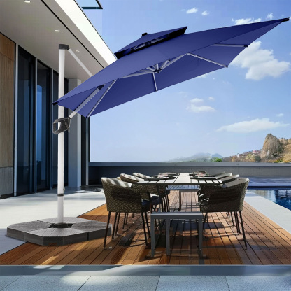 HOMSHADE Aluminum Outdoor Patio Umbrella Square Cantilever Telescopic Umbrellas