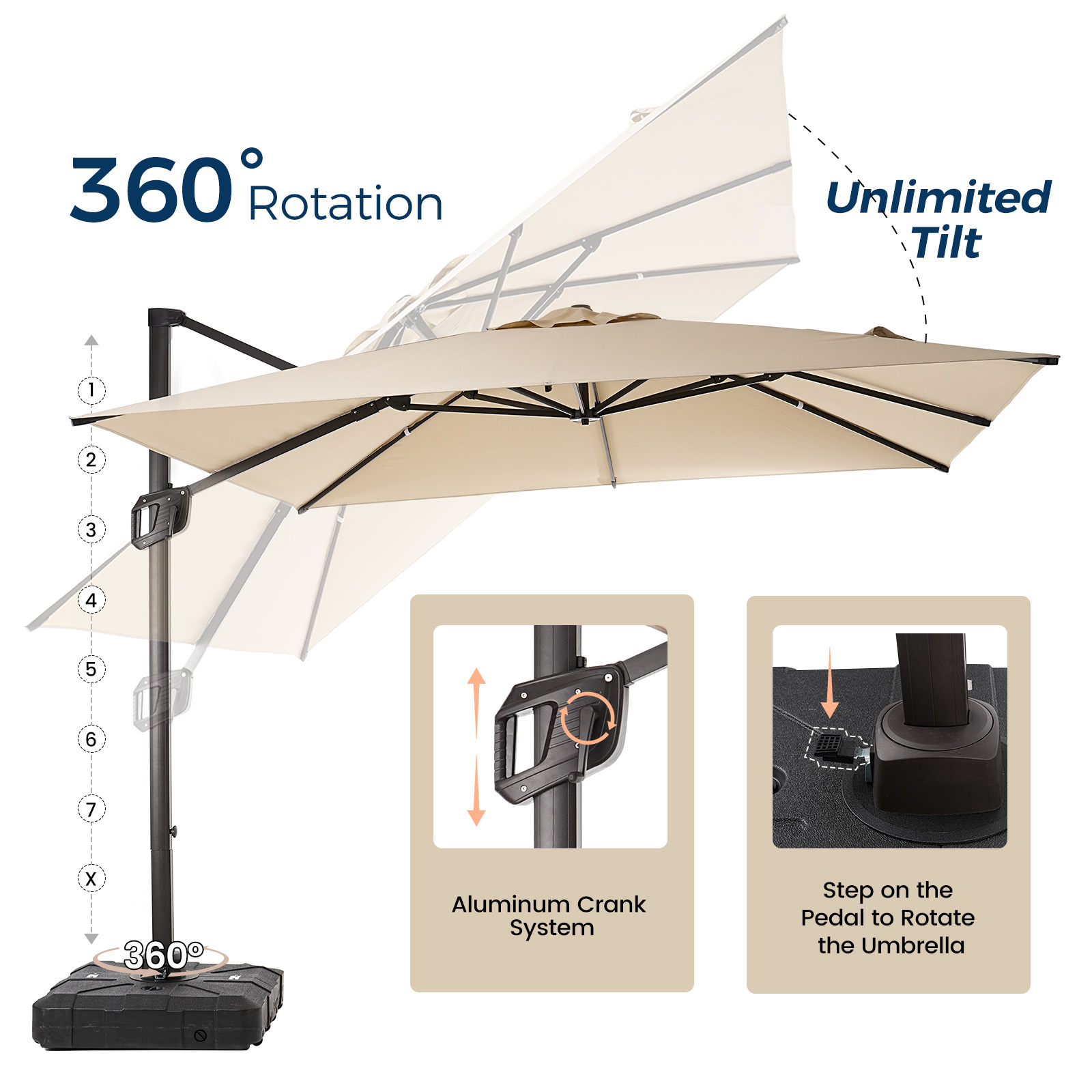 HOMSHADE 9x12ft Rectangle Offset Roman Umbrella