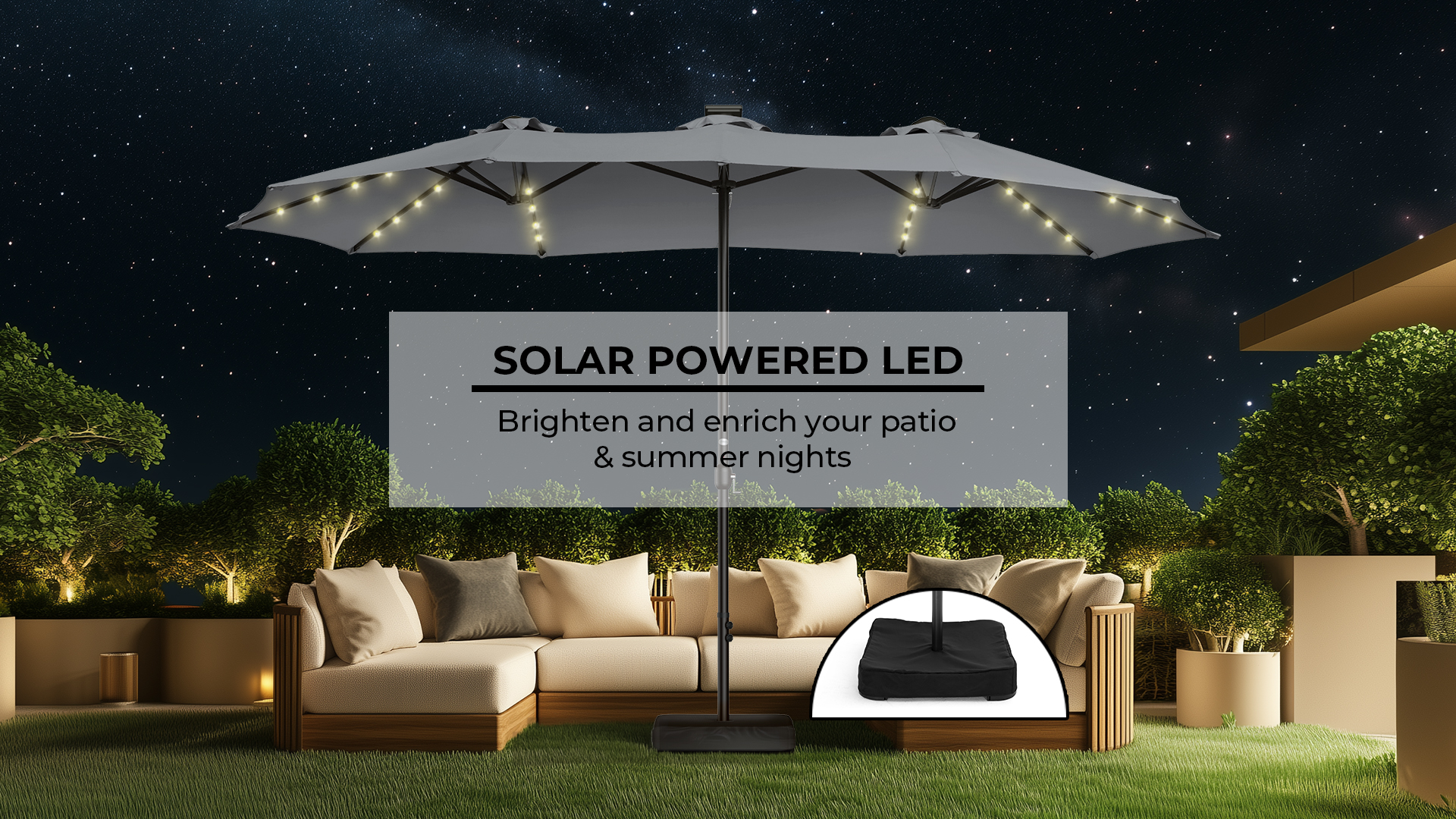 HOMSHADE 15'x 9' Double-Sided Patio Umbrella base