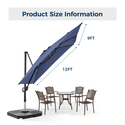 HOMSHADE Rectangle Offset Roman Umbrella
