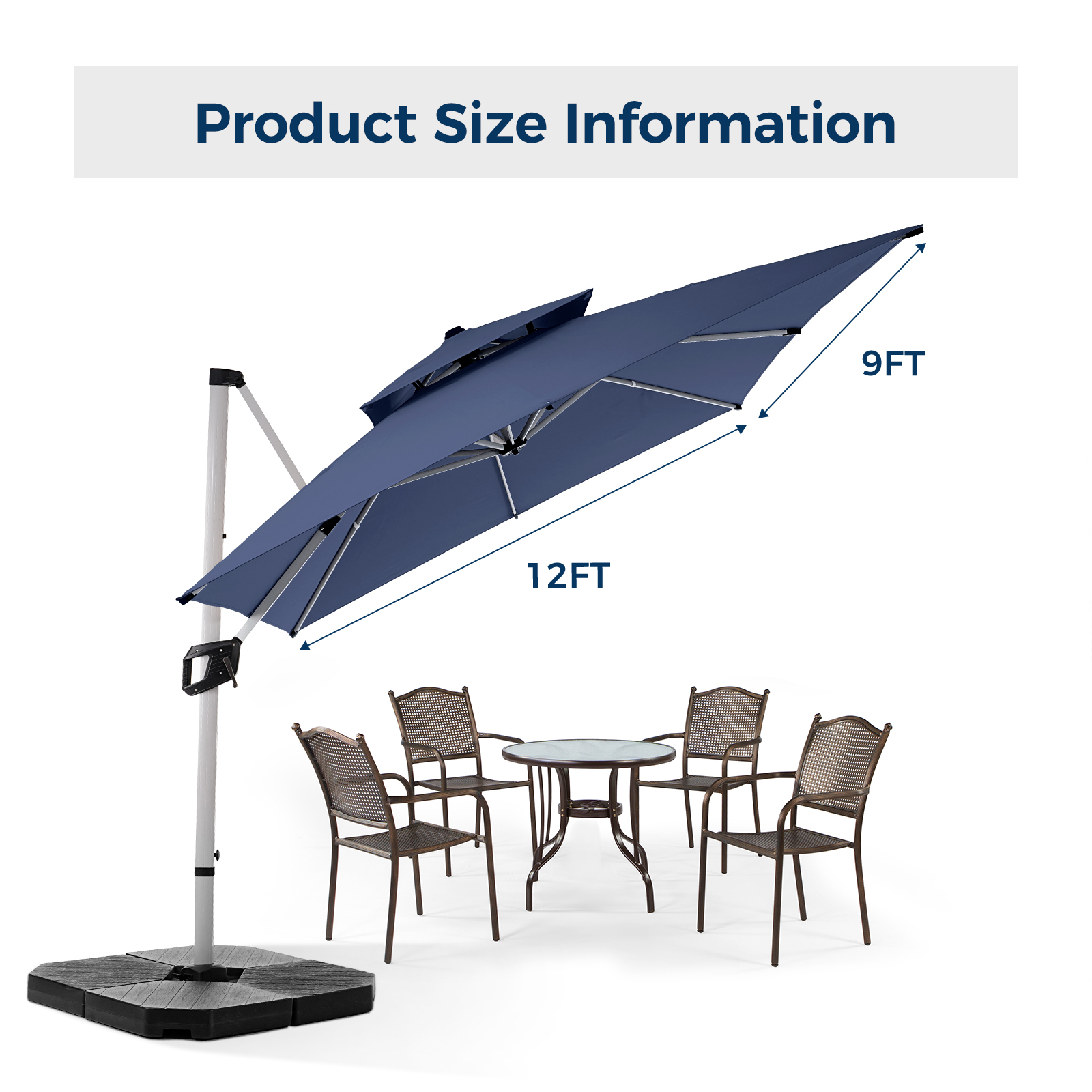 HOMSHADE Upgraded Rectangle Offset Roman Umbrella