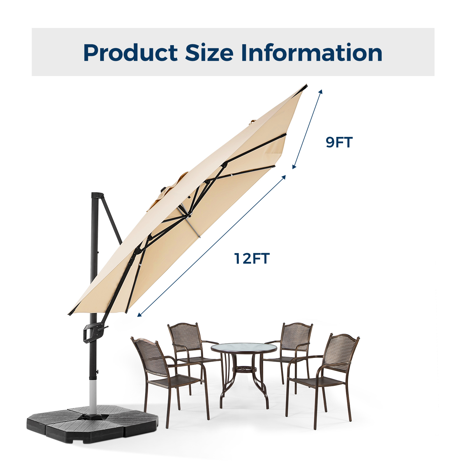HOMSHADE Rectangle Offset Roman Umbrella