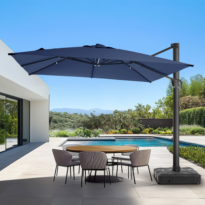 HOMSHADE Square and Rectangle Outdoor Cantilever Telescopic Umbrella