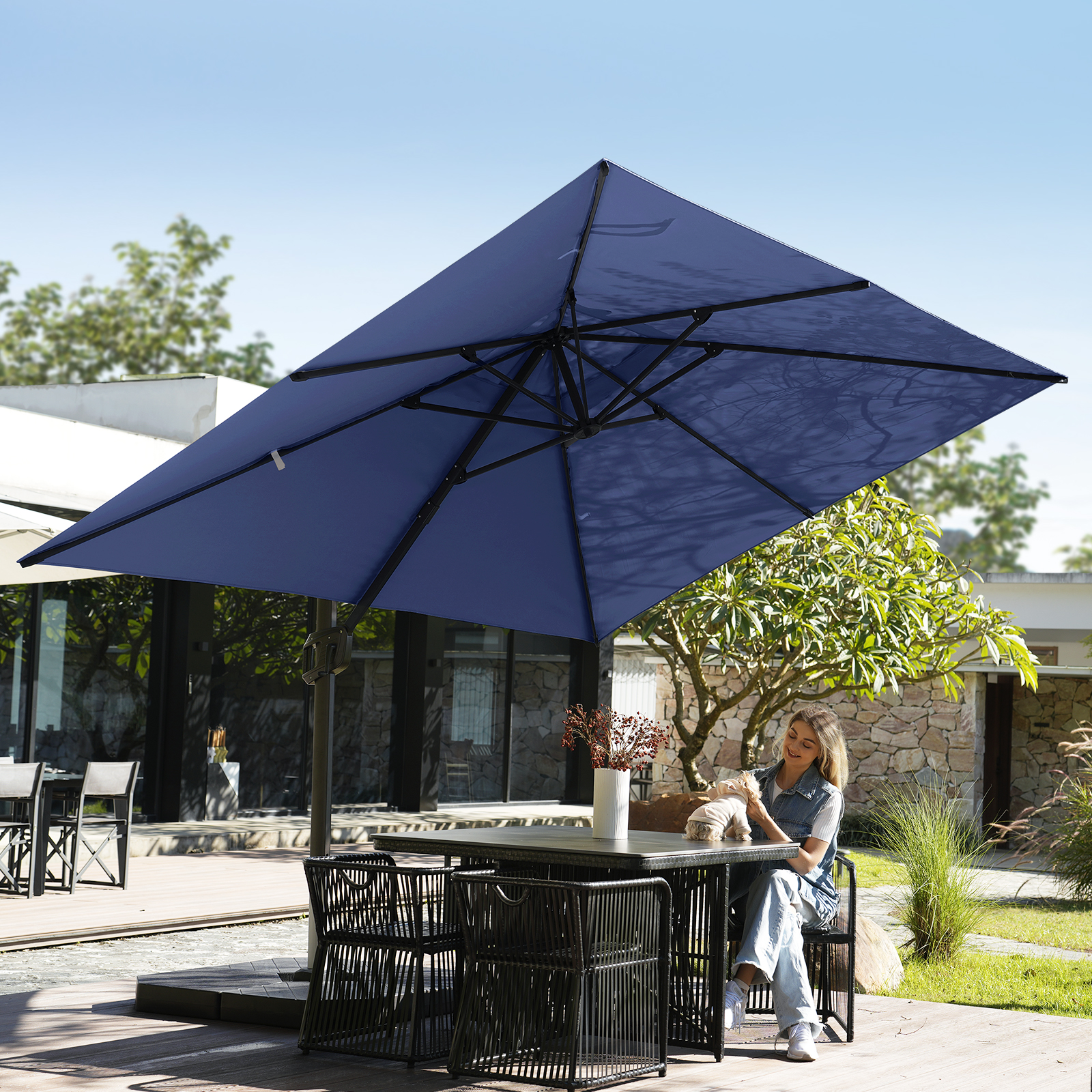 HOMSHADE Rectangle Offset Roman Umbrella